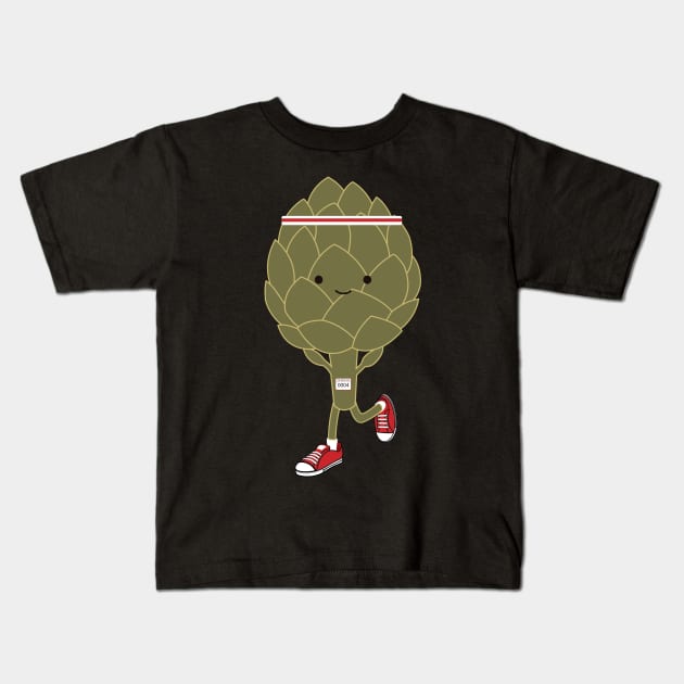 Retro Artichoke Runner Kids T-Shirt by Hedgie Designs